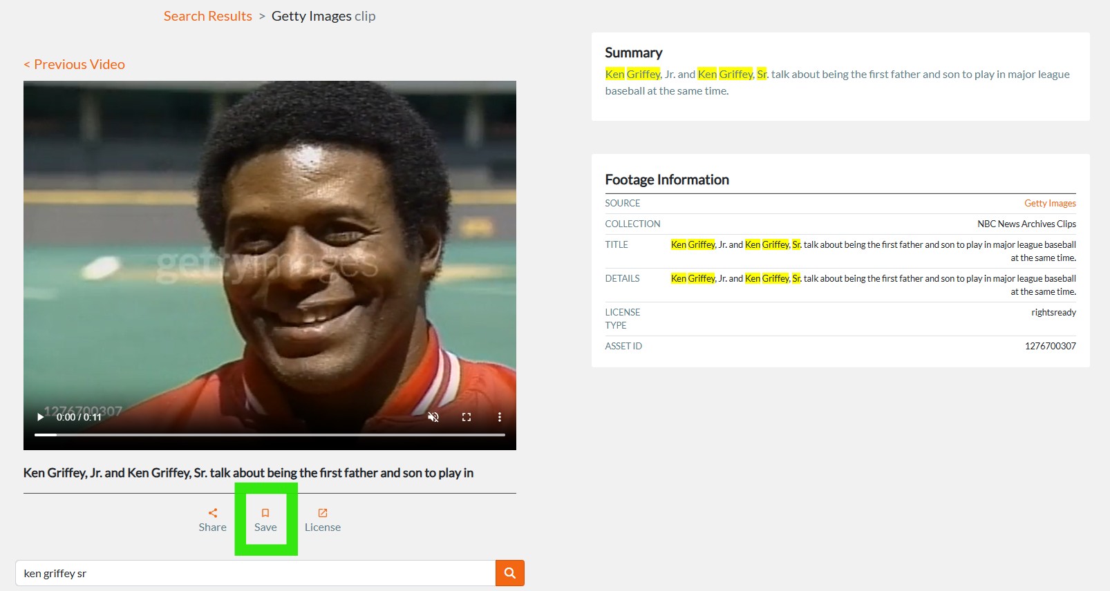 saving clip of ken griffey sr on footage.net