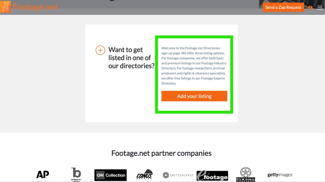 Add your listing callout box on Footage.net