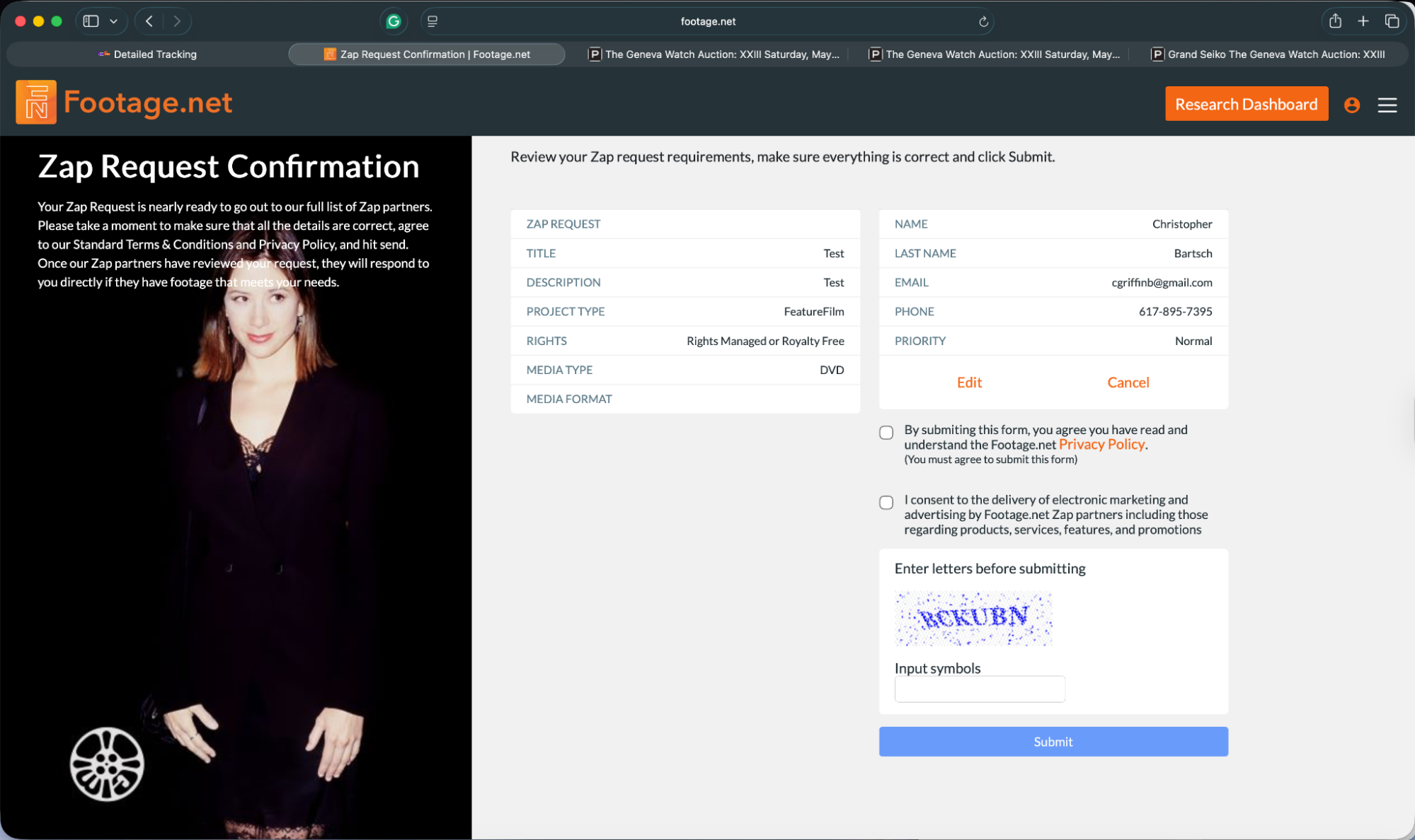 footage.net zap request confirmation