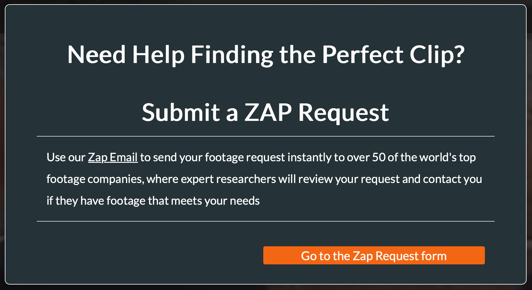 Footage.net zap request pop up banner