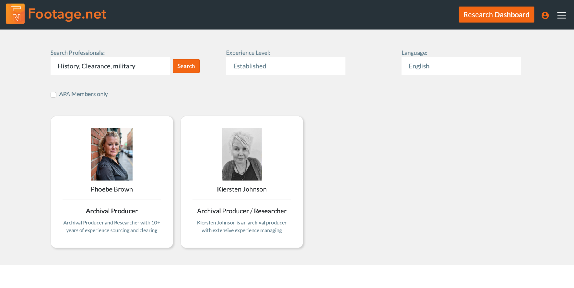 archive producers and research directory results for the keywords, history, clearance, and military